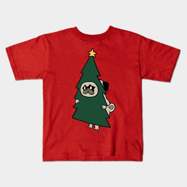Christmas Pug Tree Kids T-Shirt by huebucket